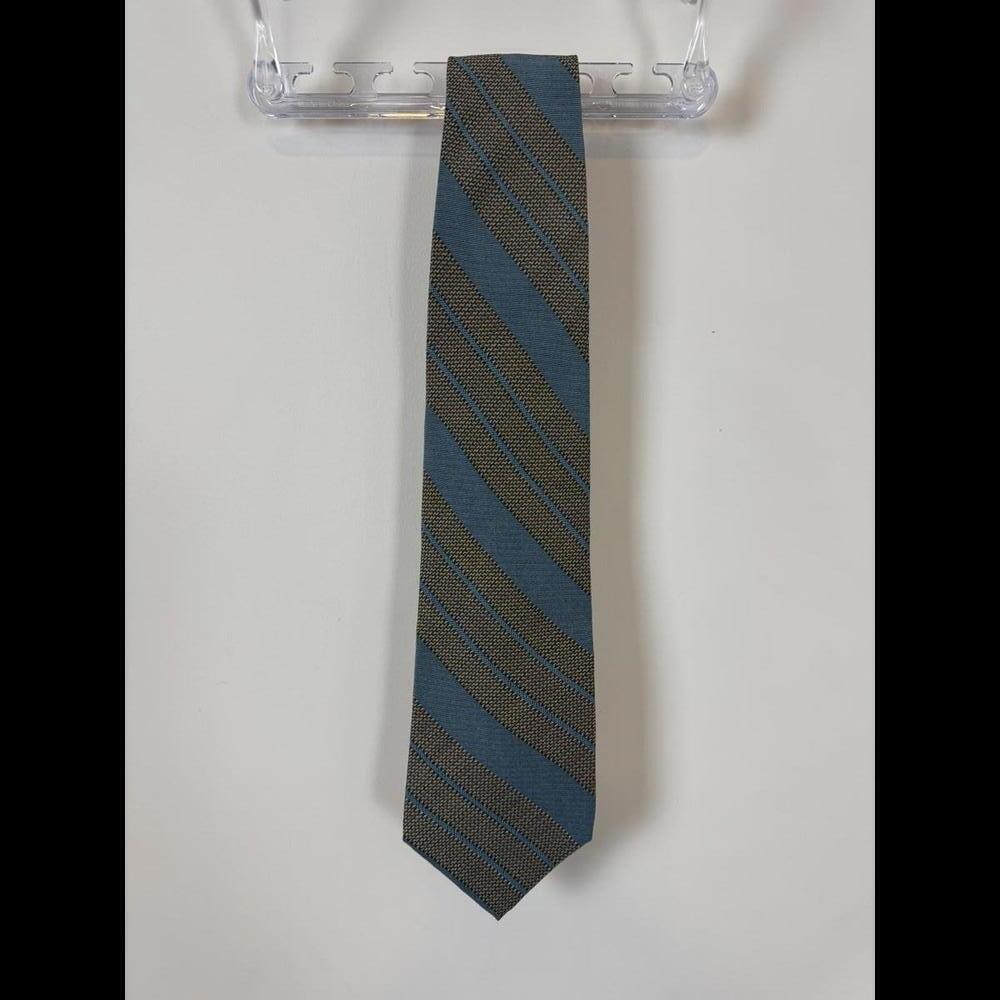 Elegant Blue and Brown Striped Silk Tie by Black Smith